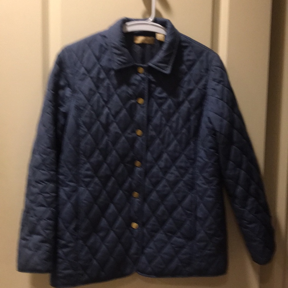 Kate Hill Women’s Quilted blue collar Jacket with front snaps & pocket size PM